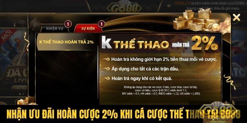 Khuyến mãi hấp dẫn nhất mùa này hoàn trả thể thao lên tới 2% mỗi ngày